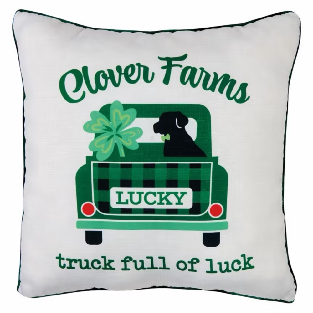 St. Patrick's Day Decor Pillow, Truck Full of Luck